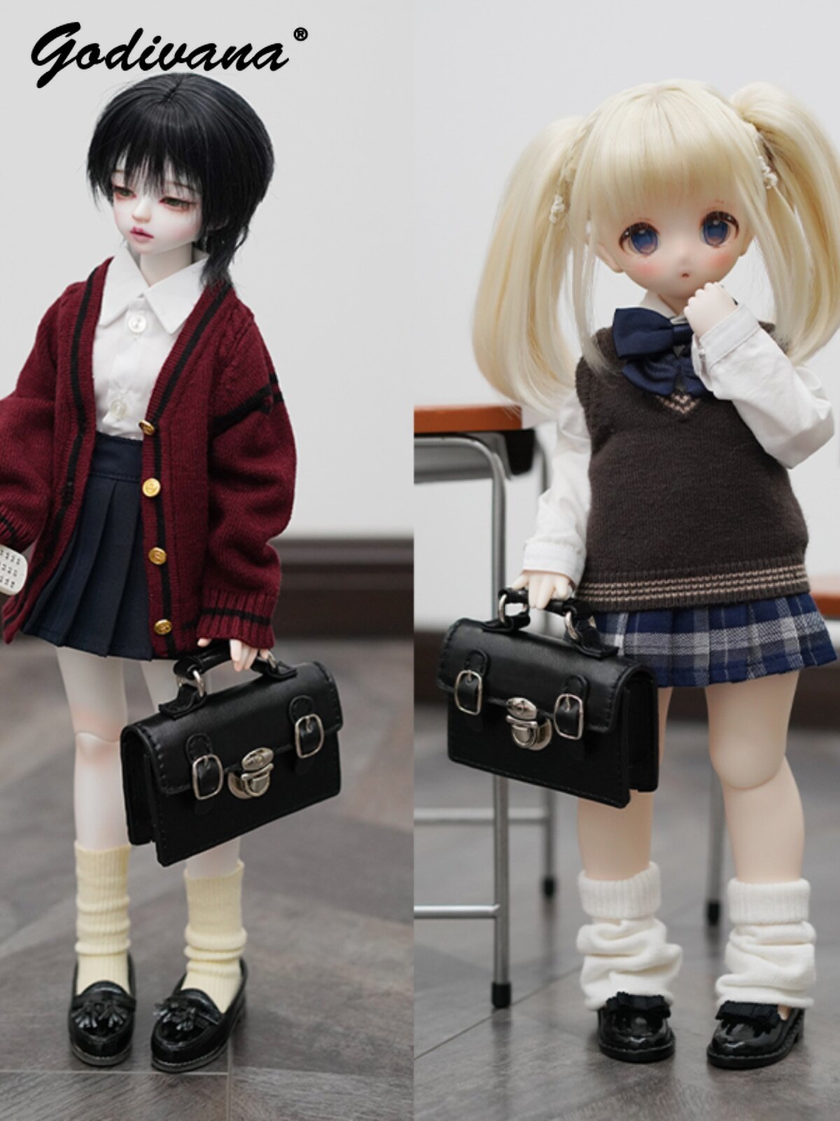Leather Briefcase - 1/3 1/4 BJD Doll Vintage Preppy