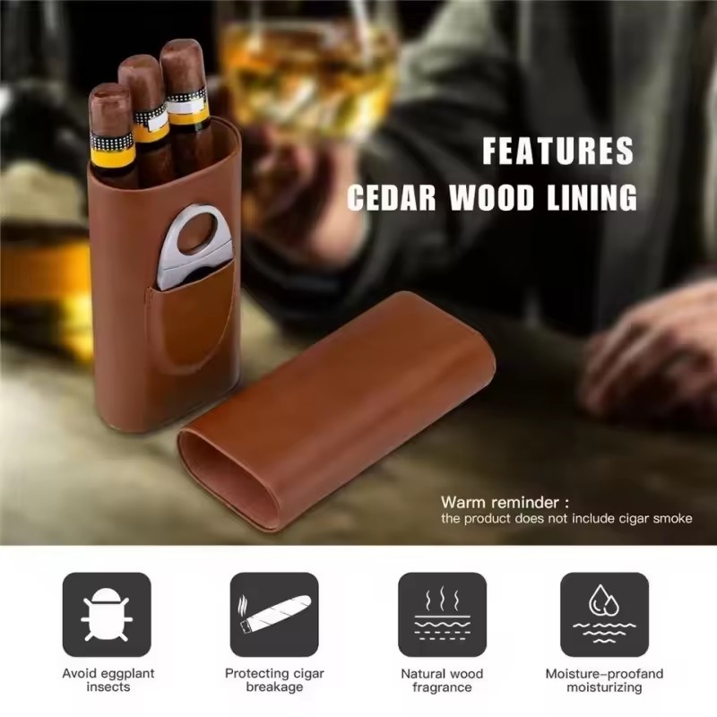 Leather Cigar Case 3 Finger Po - Premium Cigar Case recension och pris